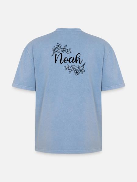 Noah | Name of Name | Vectorgraphic ! - Oversized Unisex Premium Acid-Washed T-Shirt - acid washed blue