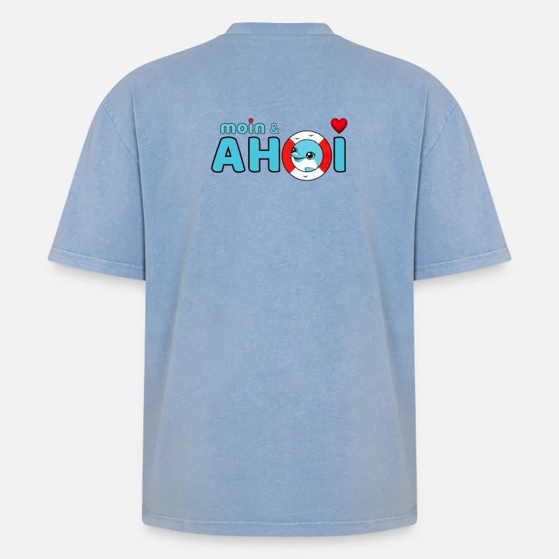 Moin et Ahoy - T-shirt Premium unisexe oversize acid-washed - bleu délavé acide