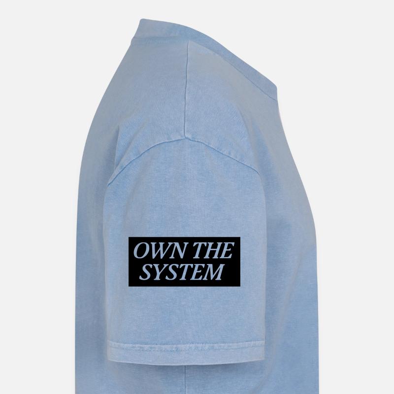 Own the System - Das eigene System - Oversized Unisex Premium Acid-Washed T-Shirt - Blau Acid Wash