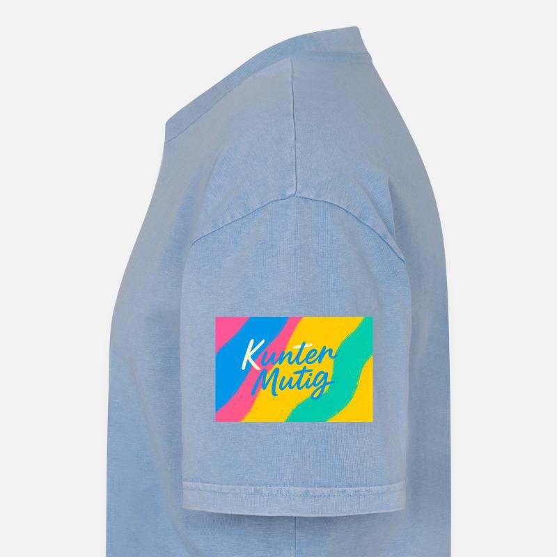 Kunter Mutig Farbexplosion - Oversized Unisex Premium Acid-Washed T-Shirt - Blau Acid Wash
