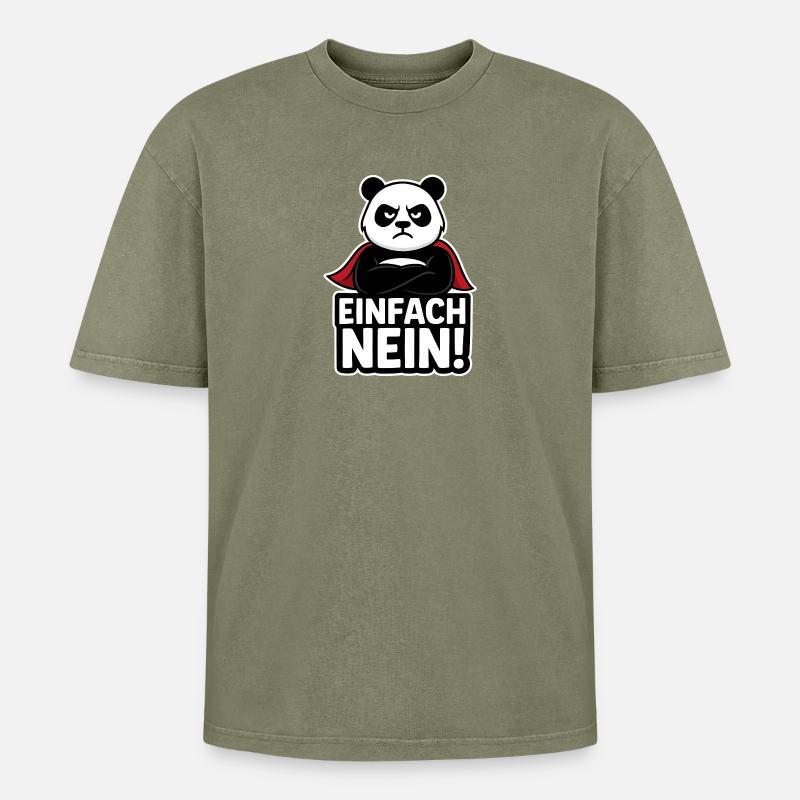 Panda Superheld: Einfach Nein - Oversized Unisex Premium Acid-Washed T-Shirt - Grün Acid Wash