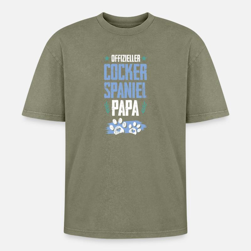 cocker spaniel hunde papa - Oversized Unisex Premium Acid-Washed T-Shirt - Grün Acid Wash