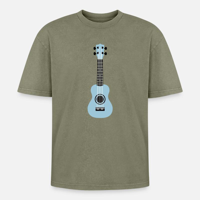 Ukulele - Oversized Unisex Premium Acid-Washed T-Shirt - Grün Acid Wash