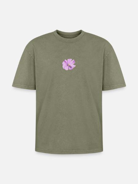 Lilas fleur aquarelle - T-shirt Premium unisexe oversize acid-washed - vert délavé acide