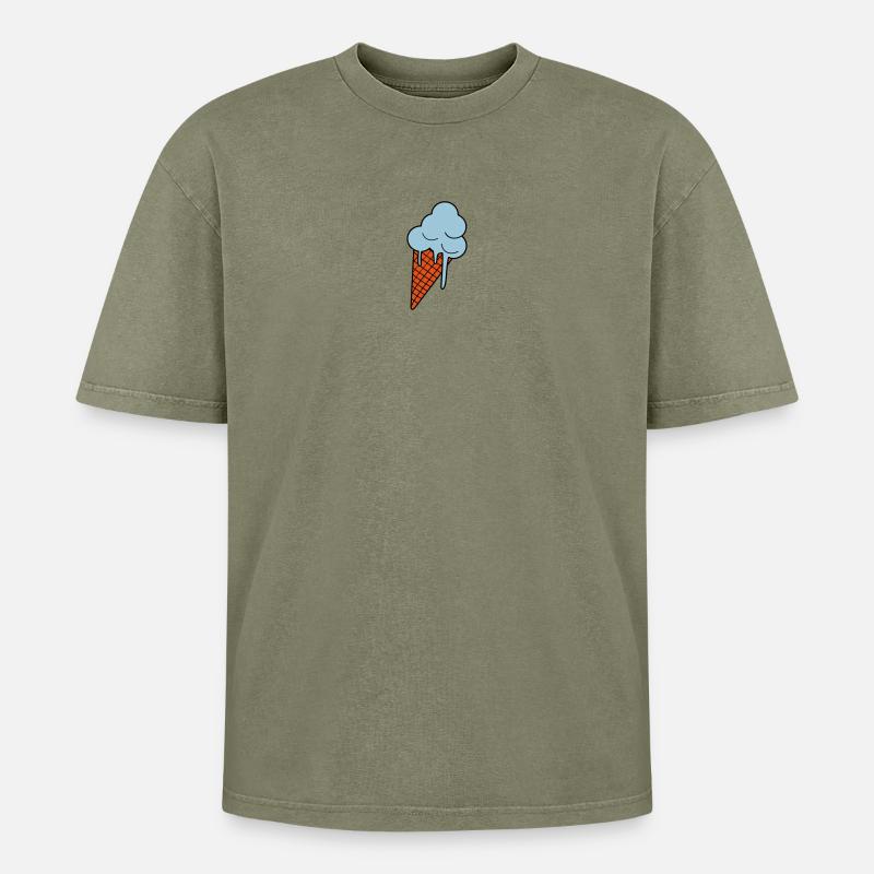 Schmelzendes Eis - Oversized Unisex Premium Acid-Washed T-Shirt - Grün Acid Wash