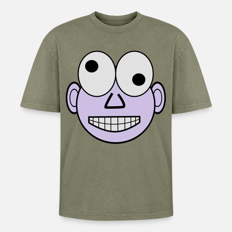 Funny face - Oversized Unisex Premium Acid-Washed T-Shirt - acid washed green
