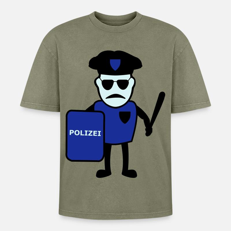 Policeman avec matraque - T-shirt Premium unisexe oversize acid-washed - vert délavé acide