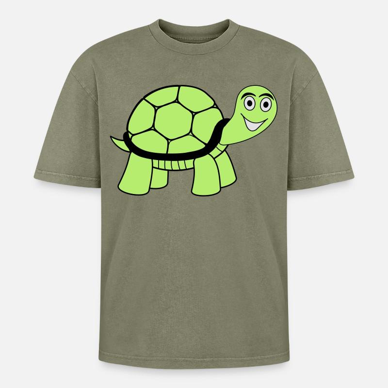 Schildkröte - Oversized Unisex Premium Acid-Washed T-Shirt - Grün Acid Wash