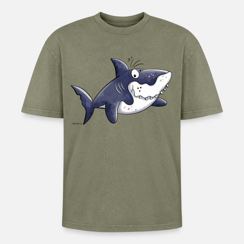 Requin comique - T-shirt Premium unisexe oversize acid-washed - vert délavé acide