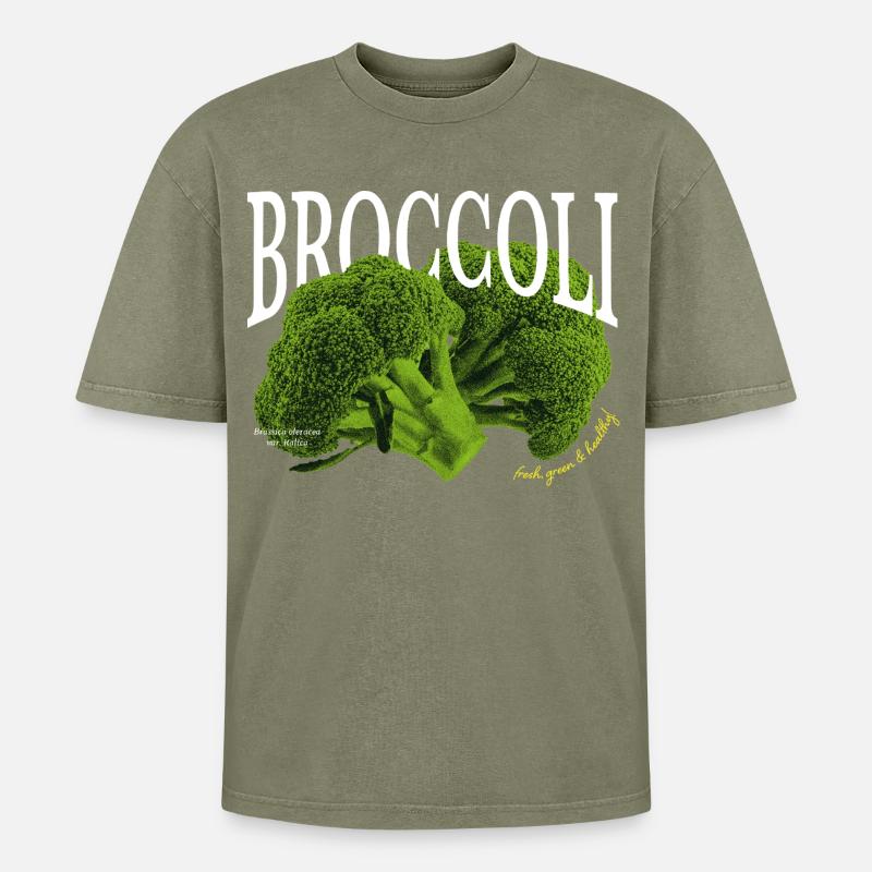 Broccoli – Ästhetisches Gemüse-Design - Oversized Unisex Premium Acid-Washed T-Shirt - Grün Acid Wash