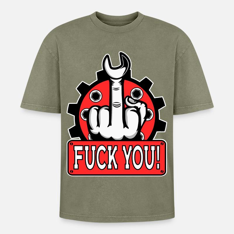 Provocative middle finger statement - Oversized Unisex Premium Acid-Washed T-Shirt - acid washed green