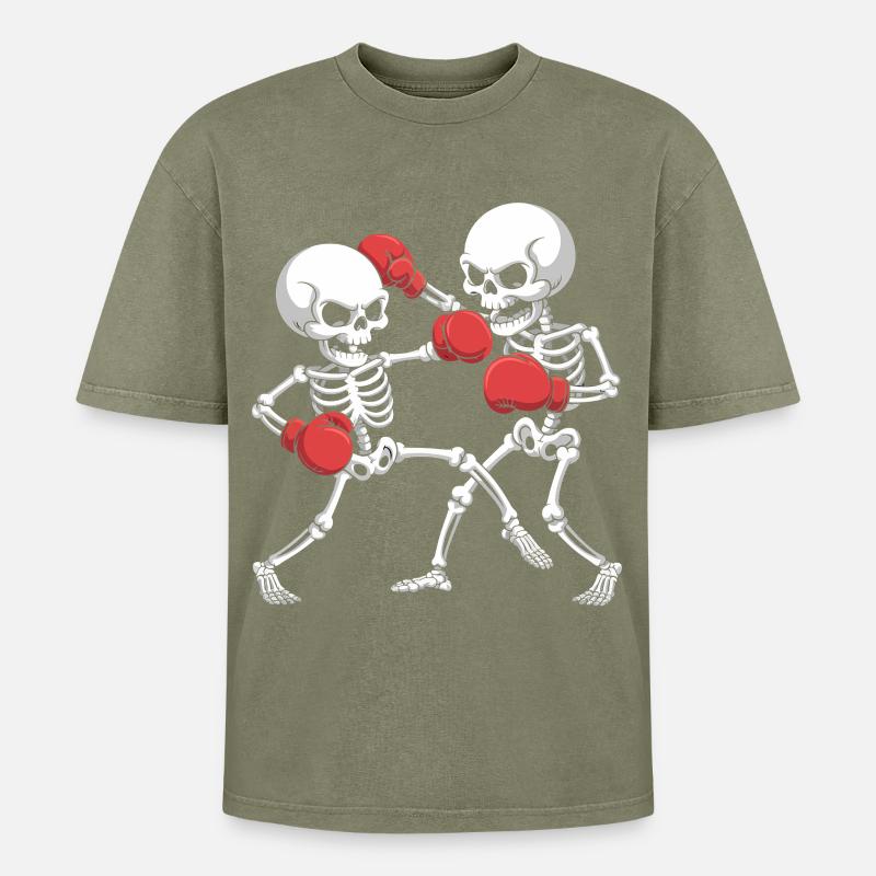 Skeleton Boxes - Oversized Unisex Premium Acid-Washed T-Shirt - acid washed green
