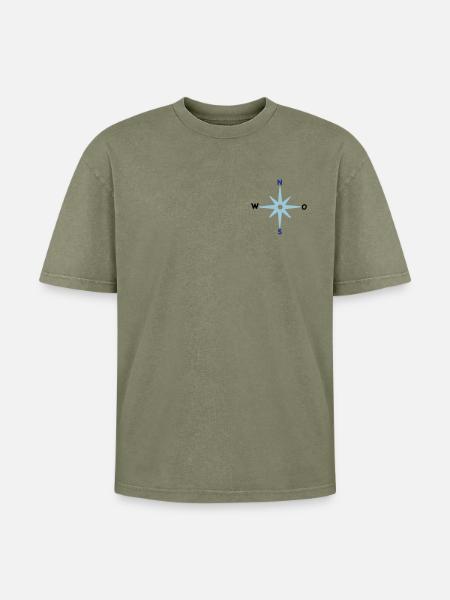 Compass Cardinal Directions Star Compass Maritime - Oversized Unisex Premium Acid-Washed T-Shirt - acid washed green