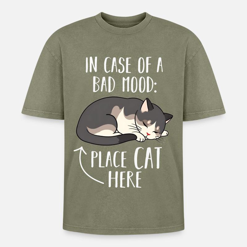 Chat - T-shirt Premium unisexe oversize acid-washed - vert délavé acide