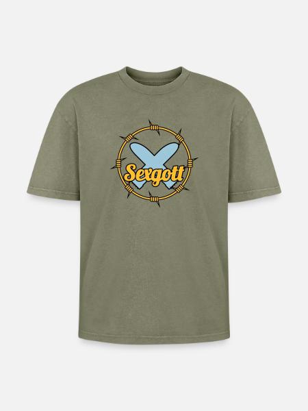 Sexgott | Dildo | Cock - Oversized Unisex Premium Acid-Washed T-Shirt - acid washed green