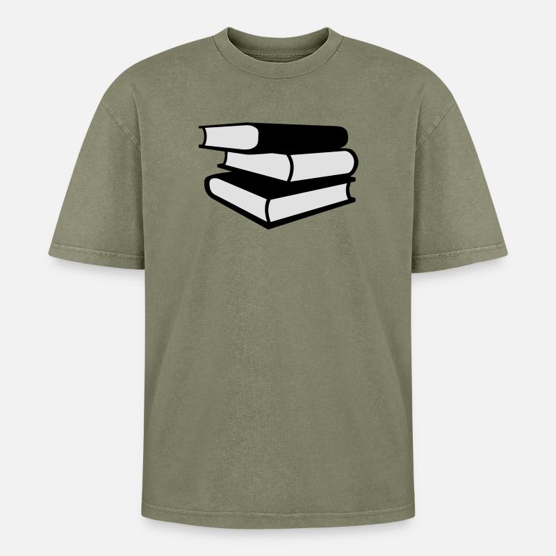 Bücher - Oversized Unisex Premium Acid-Washed T-Shirt - Grün Acid Wash
