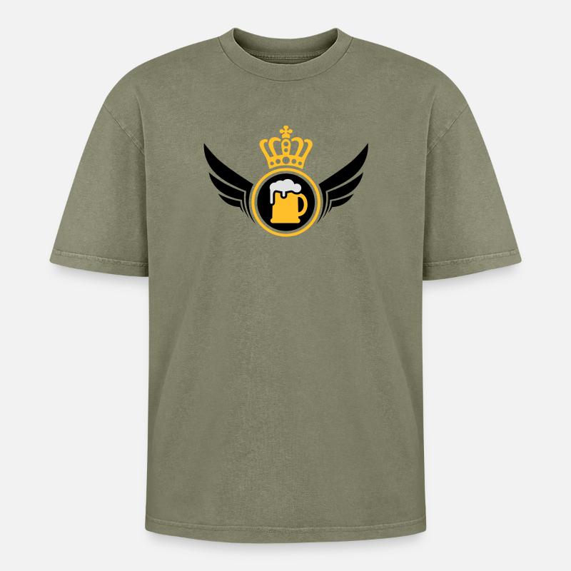 Bier König - Oversized Unisex Premium Acid-Washed T-Shirt - Grün Acid Wash