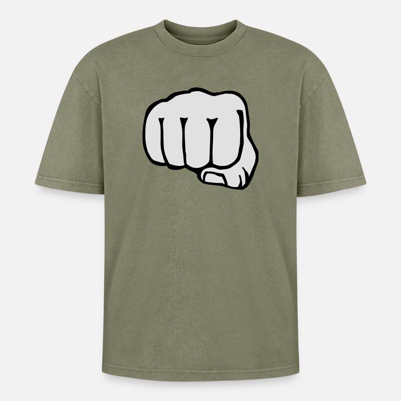 Bruder - Faust - Boxen - Freunde - Freundschaft - Oversized Unisex Premium Acid-Washed T-Shirt - Grün Acid Wash