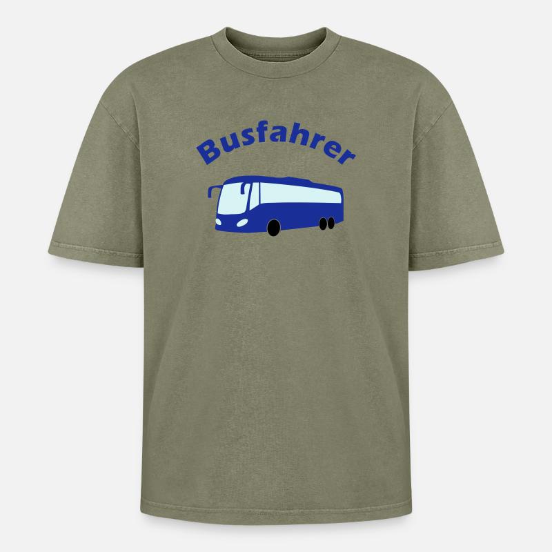 Busfahrer Design - Oversized Unisex Premium Acid-Washed T-Shirt - Grün Acid Wash