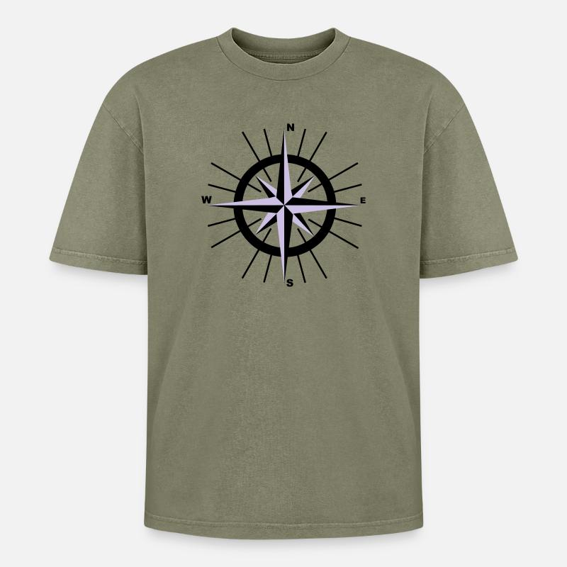 Nautical Compass - Oversized Unisex Premium Acid-Washed T-Shirt - acid washed green