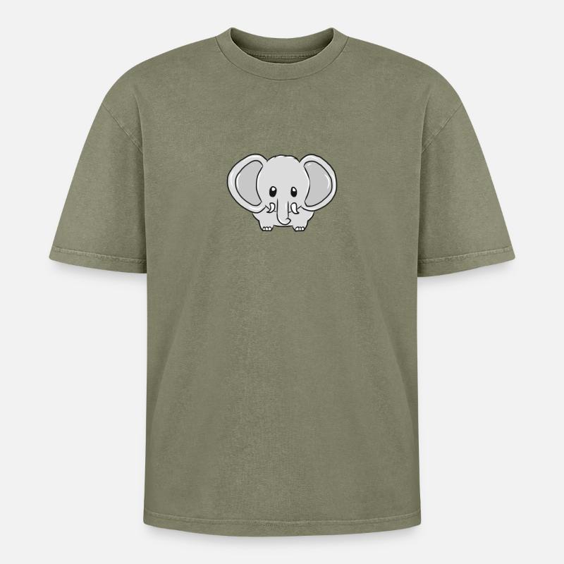 Elefant - Oversized Unisex Premium Acid-Washed T-Shirt - Grün Acid Wash