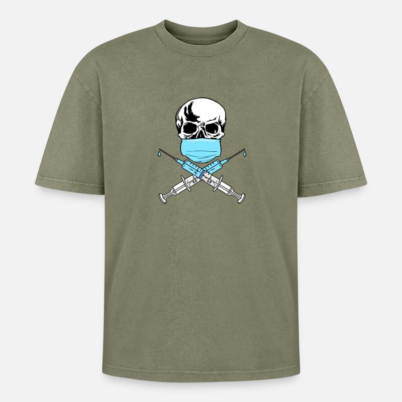 Schädelimpfstoff - Oversized Unisex Premium Acid-Washed T-Shirt - Grün Acid Wash