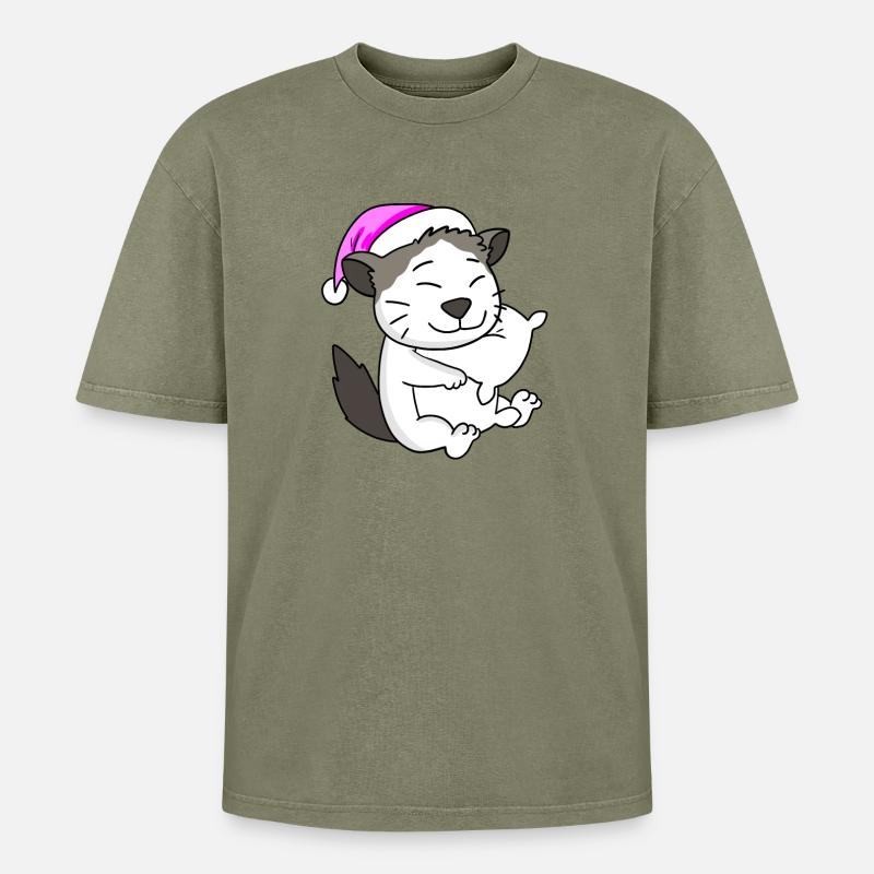 Katze Katzenrasse Ragdoll - Oversized Unisex Premium Acid-Washed T-Shirt - Grün Acid Wash