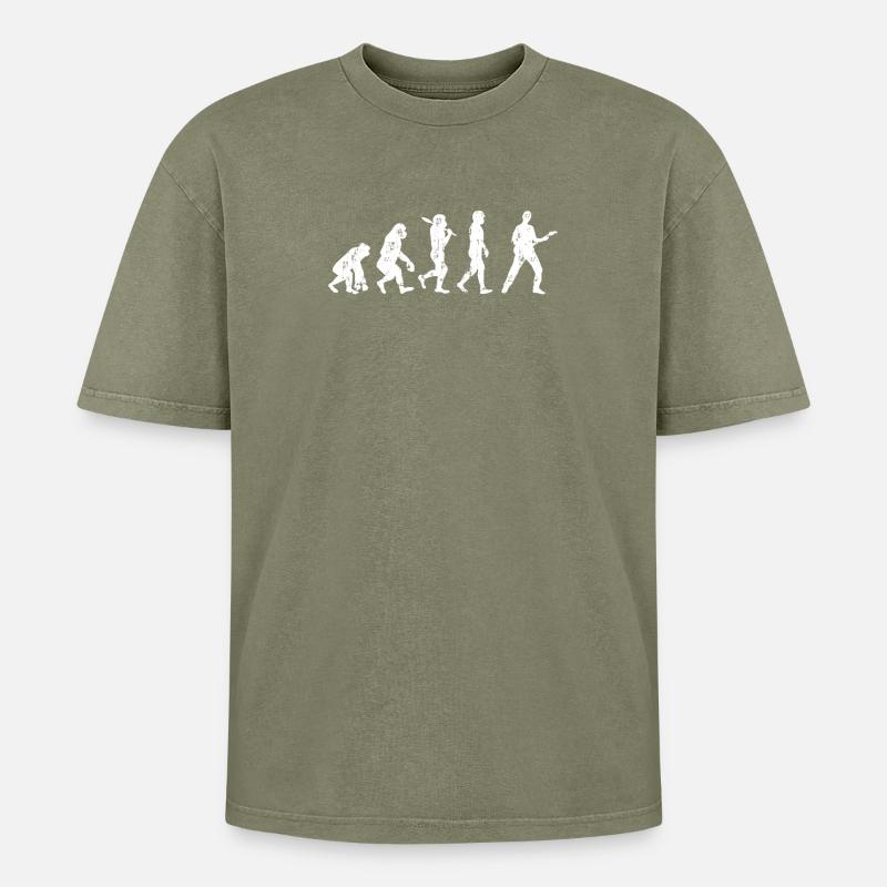 Evolution Guitar Bassist - Oversized Unisex Premium Acid-Washed T-Shirt - acid washed green
