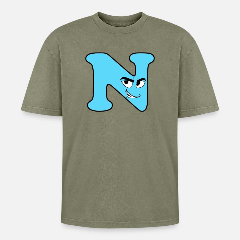 N - Oversized Unisex Premium Acid-Washed T-Shirt - Grün Acid Wash