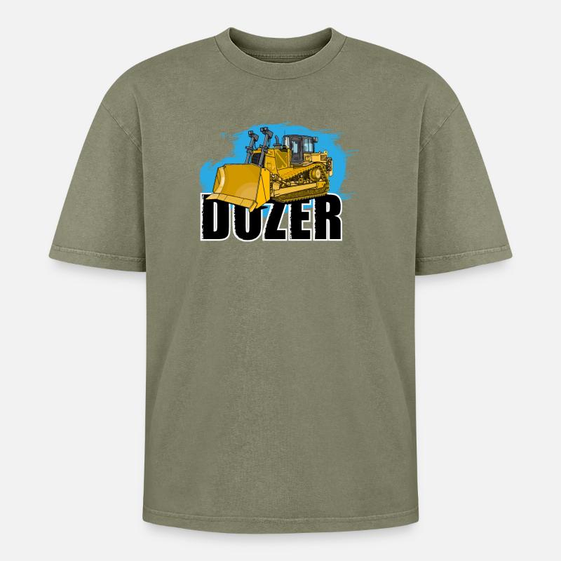 Bulldozer oder Planierraupe - Oversized Unisex Premium Acid-Washed T-Shirt - Grün Acid Wash