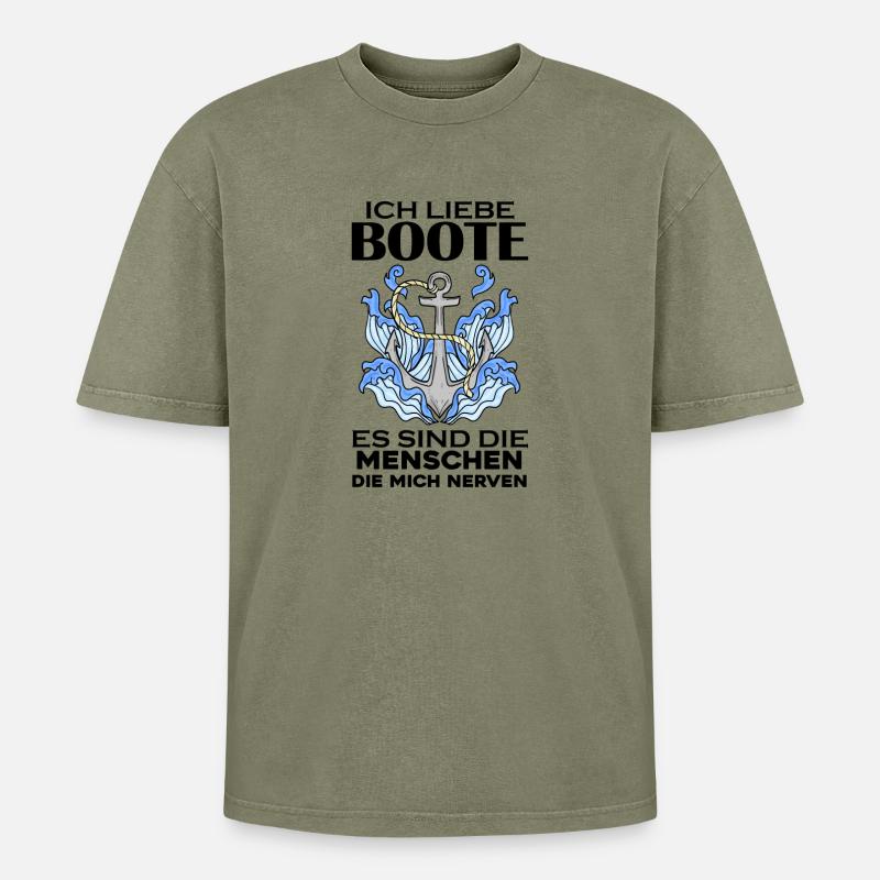 Boote Motorboot Boot - Oversized Unisex Premium Acid-Washed T-Shirt - Grün Acid Wash