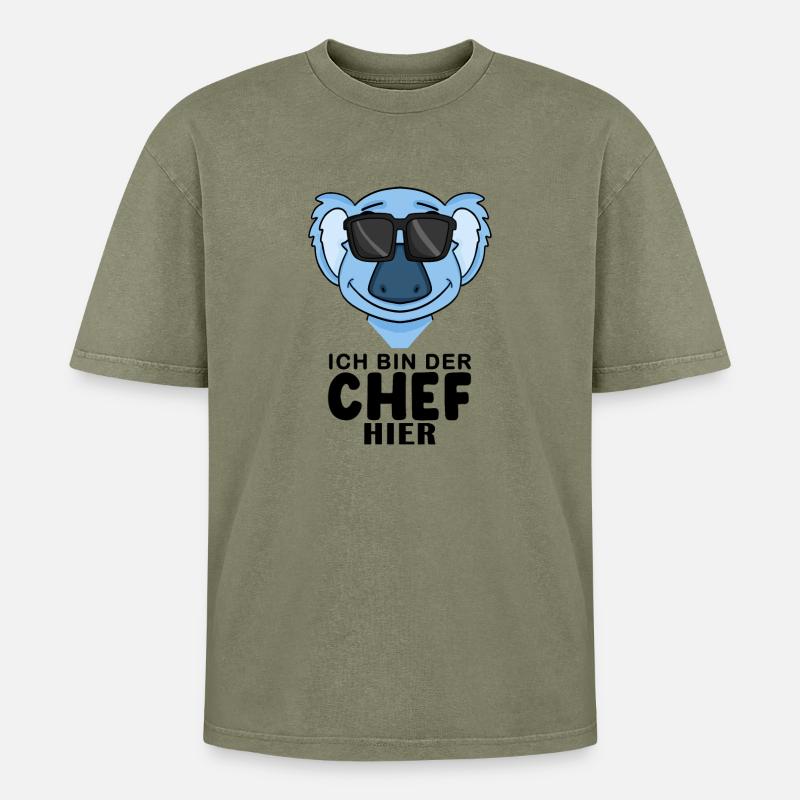 Cooler Koalabär Chef Spruch - Oversized Unisex Premium Acid-Washed T-Shirt - Grün Acid Wash