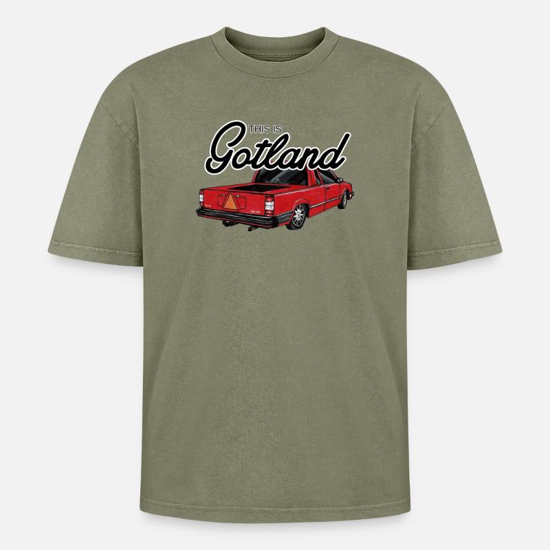 Das ist Gotland - Epa - Oversized Unisex Premium Acid-Washed T-Shirt - Grün Acid Wash