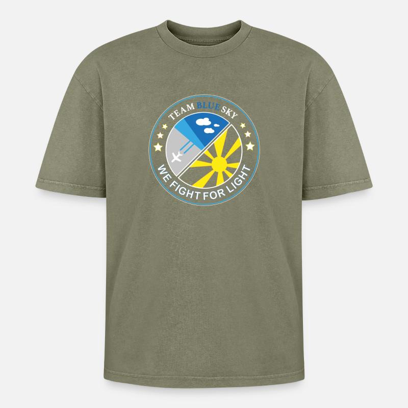 Blue Sky Flight Team Abzeichen - Oversized Unisex Premium Acid-Washed T-Shirt - Grün Acid Wash