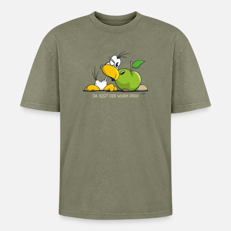 SITO - Da is(s)t der Wurm drin! - Oversized Unisex Premium Acid-Washed T-Shirt - Grün Acid Wash