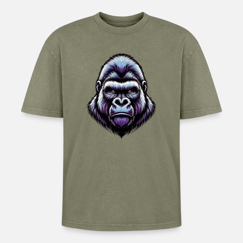 Gorilla - Oversized Unisex Premium Acid-Washed T-Shirt - Grün Acid Wash