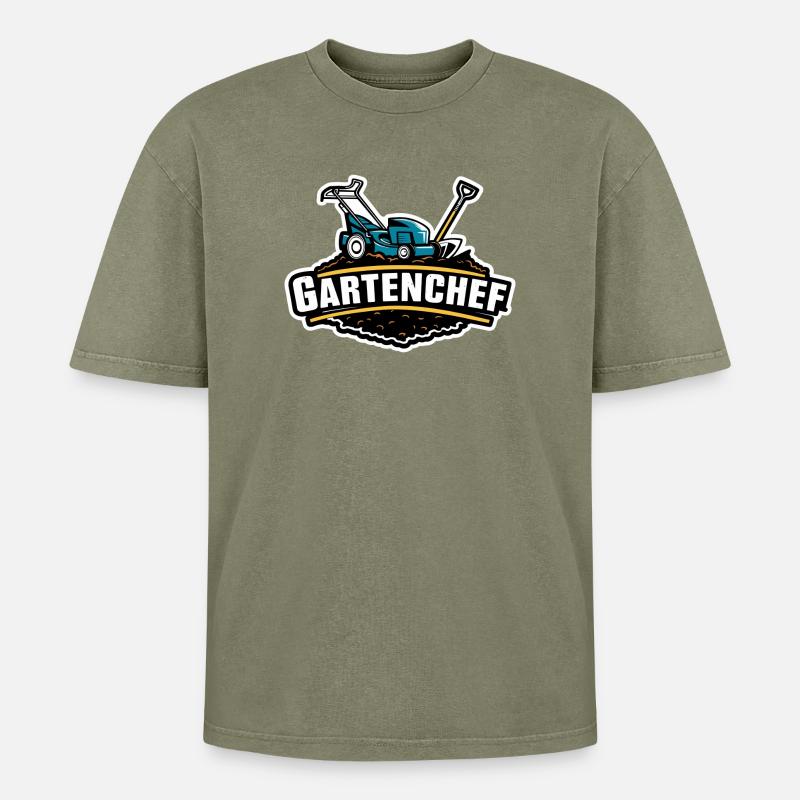 Responsable de jardin de jardinage - T-shirt Premium unisexe oversize acid-washed - vert délavé acide