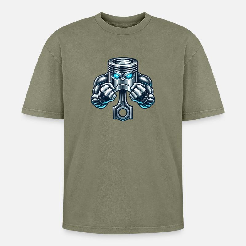 Conception du piston musculaire - T-shirt Premium unisexe oversize acid-washed - vert délavé acide