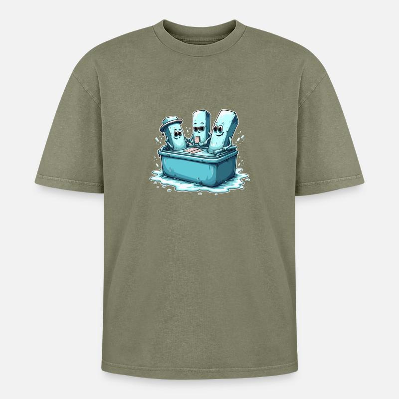 Icecube Lolly Pool Party Design - Oversized Unisex Premium Acid-Washed T-Shirt - Grün Acid Wash