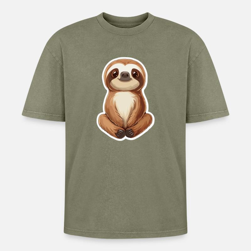 Sloth - Oversized Unisex Premium Acid-Washed T-Shirt - acid washed green