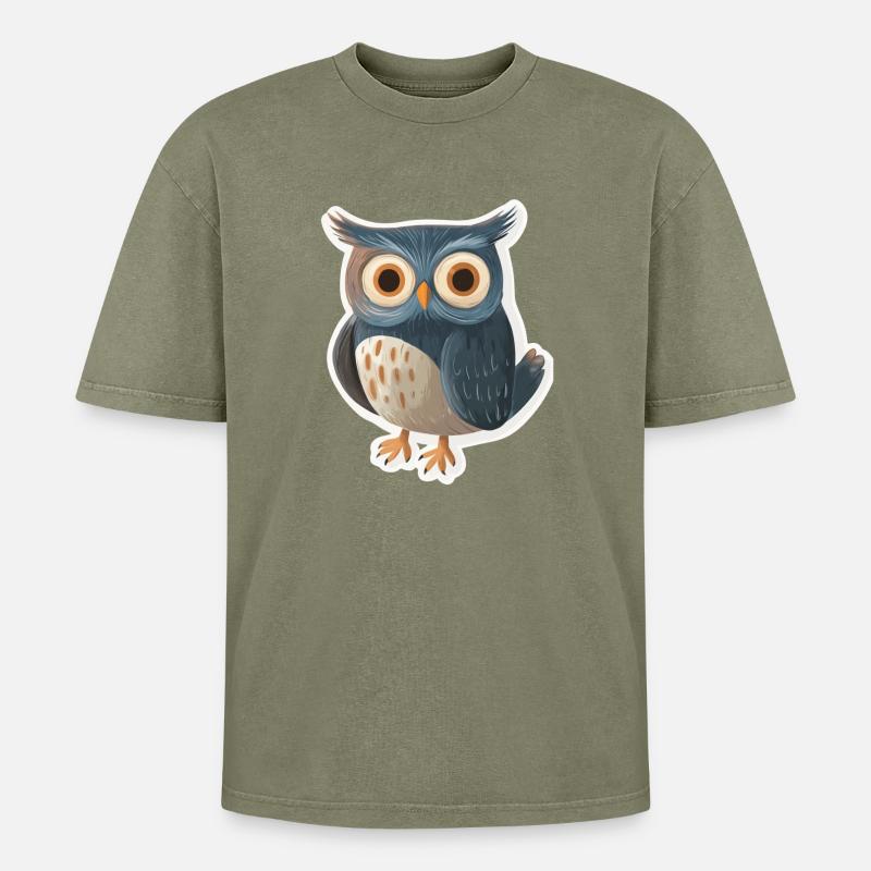 Eule - Oversized Unisex Premium Acid-Washed T-Shirt - Grün Acid Wash