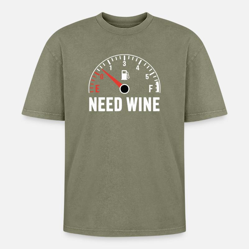 Tank empty – need wine now! - Oversized Unisex Premium Acid-Washed T-Shirt - acid washed green