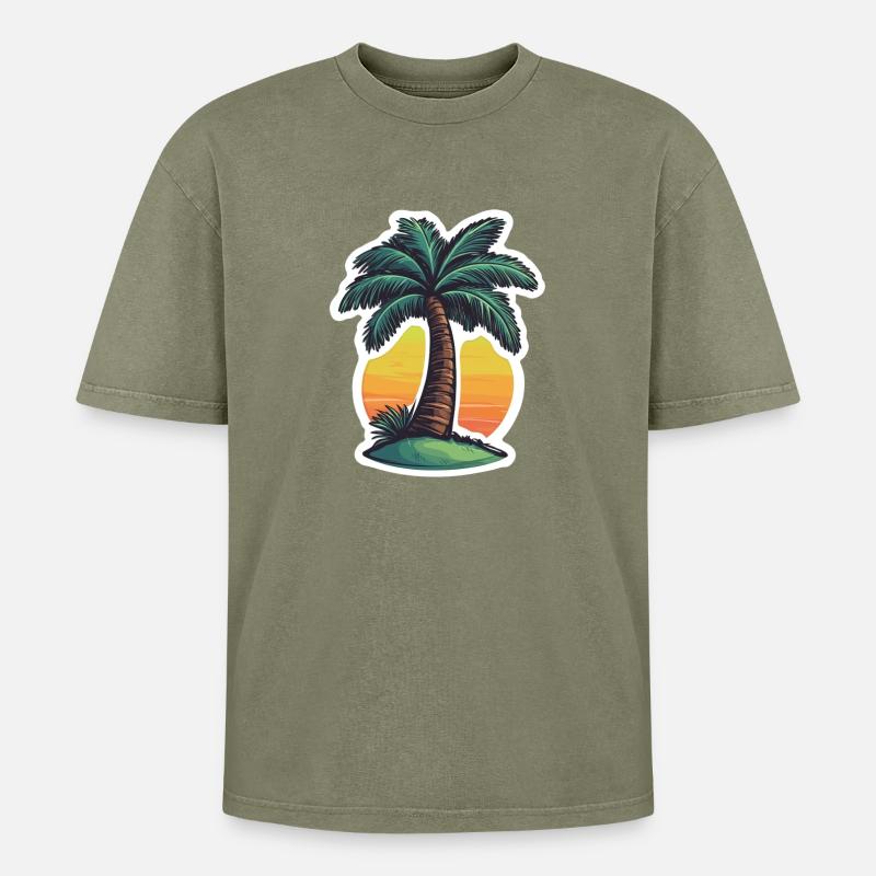 Palm tree - Oversized Unisex Premium Acid-Washed T-Shirt - acid washed green