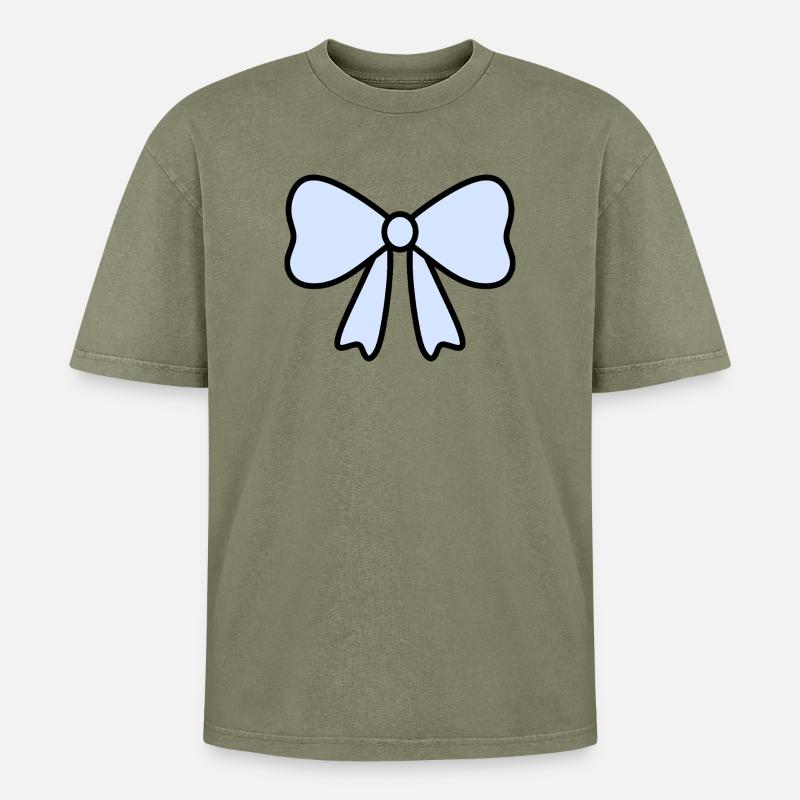 Zartes hellblaues Schleifendesign - Oversized Unisex Premium Acid-Washed T-Shirt - Grün Acid Wash