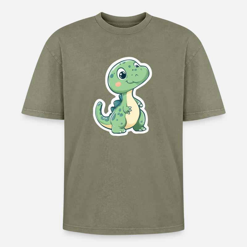 Dinosaur - Oversized Unisex Premium Acid-Washed T-Shirt - acid washed green