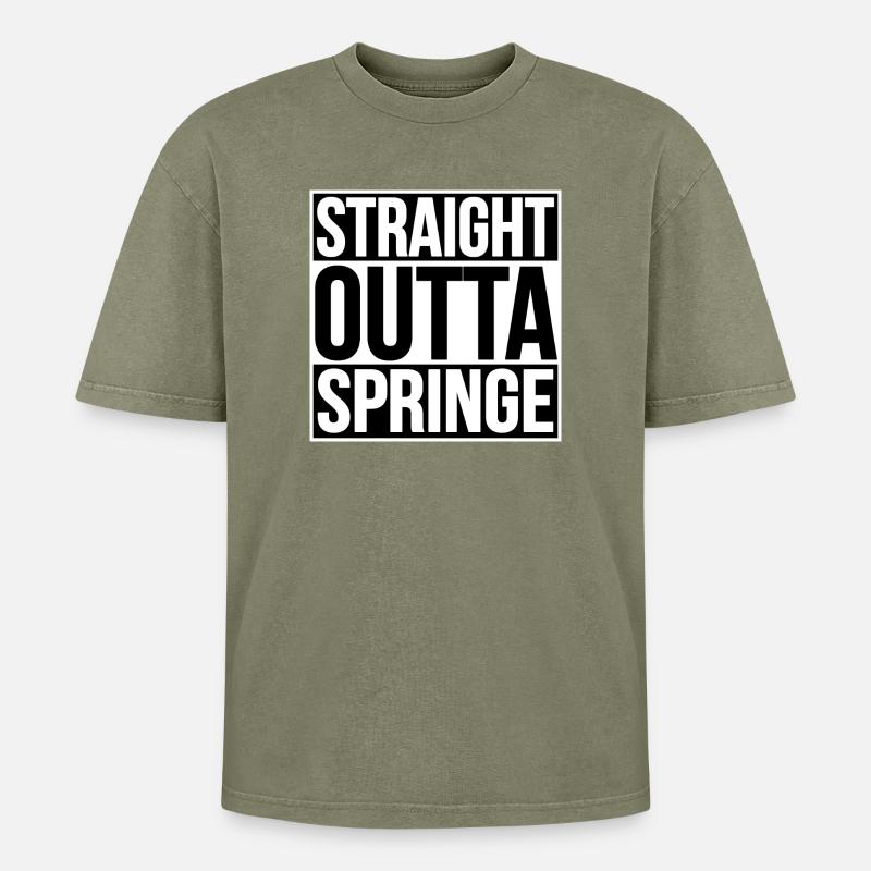 STRAIGHT OUTTA SPRINGE - Oversized Unisex Premium Acid-Washed T-Shirt - Grün Acid Wash