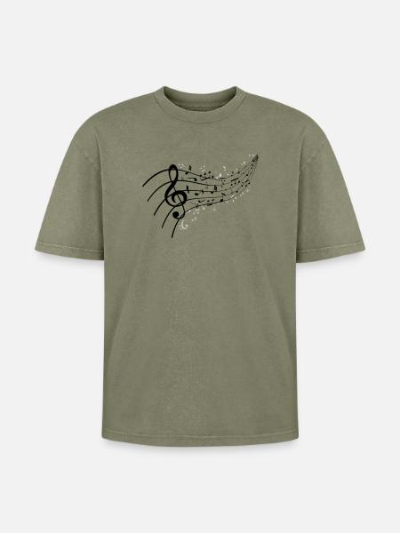 Black night with music knot - Oversized Unisex Premium Acid-Washed T-Shirt - acid washed green
