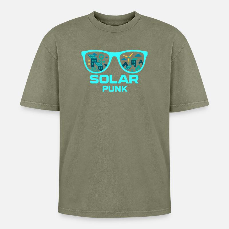 Solarpunk Vision - T-shirt Premium unisexe oversize acid-washed - vert délavé acide