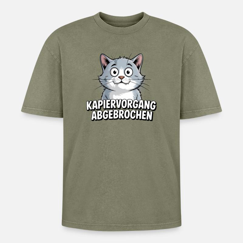 Kapiervorgang abgebrochen – Katze Comic - Oversized Unisex Premium Acid-Washed T-Shirt - Grün Acid Wash
