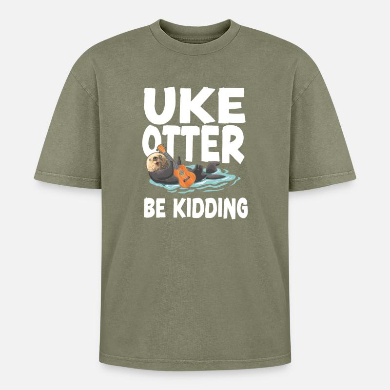 Hawaiian Ukulele Uke Otter Pun Uke - Oversized Unisex Premium Acid-Washed T-Shirt - Grün Acid Wash